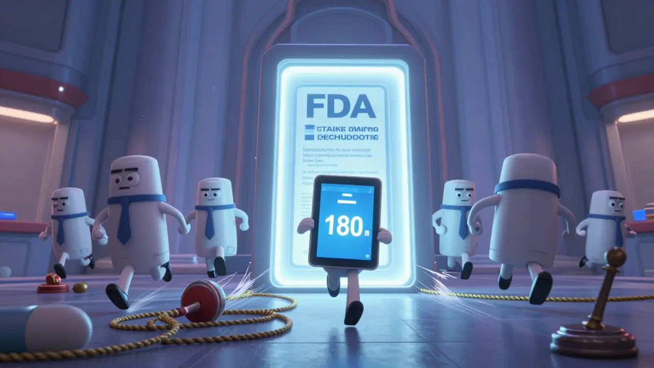 Generic drug companies racing to submit an application at the FDA, one barely ahead.