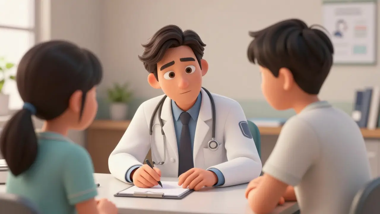 Doctor and patient discussing plans in a supportive clinic