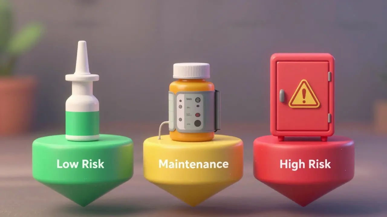Three tiered levels of medication risk: low, maintenance, and high risk